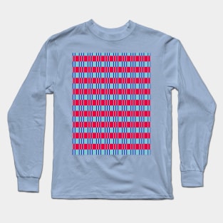 Striped basket pattern red and blue country style Long Sleeve T-Shirt